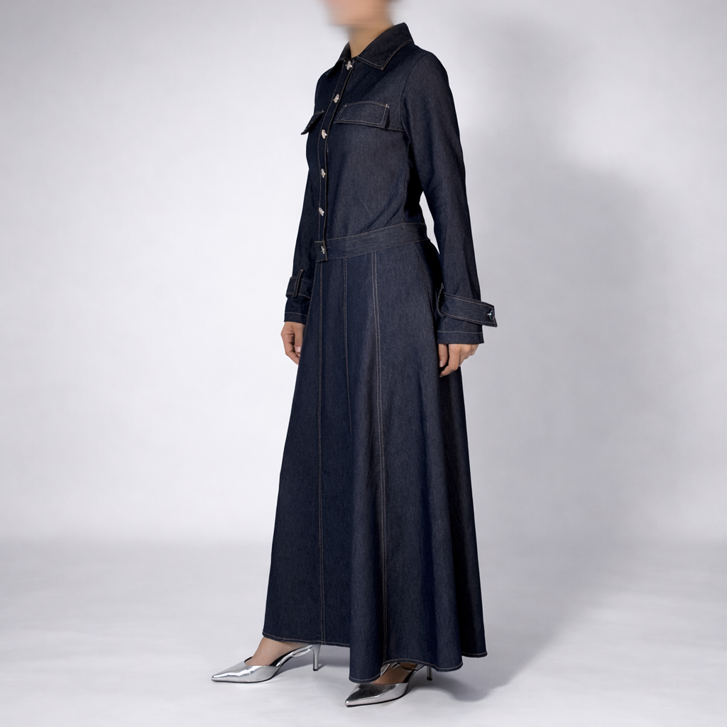 Robe Longue Denim Élégance – Elmastora