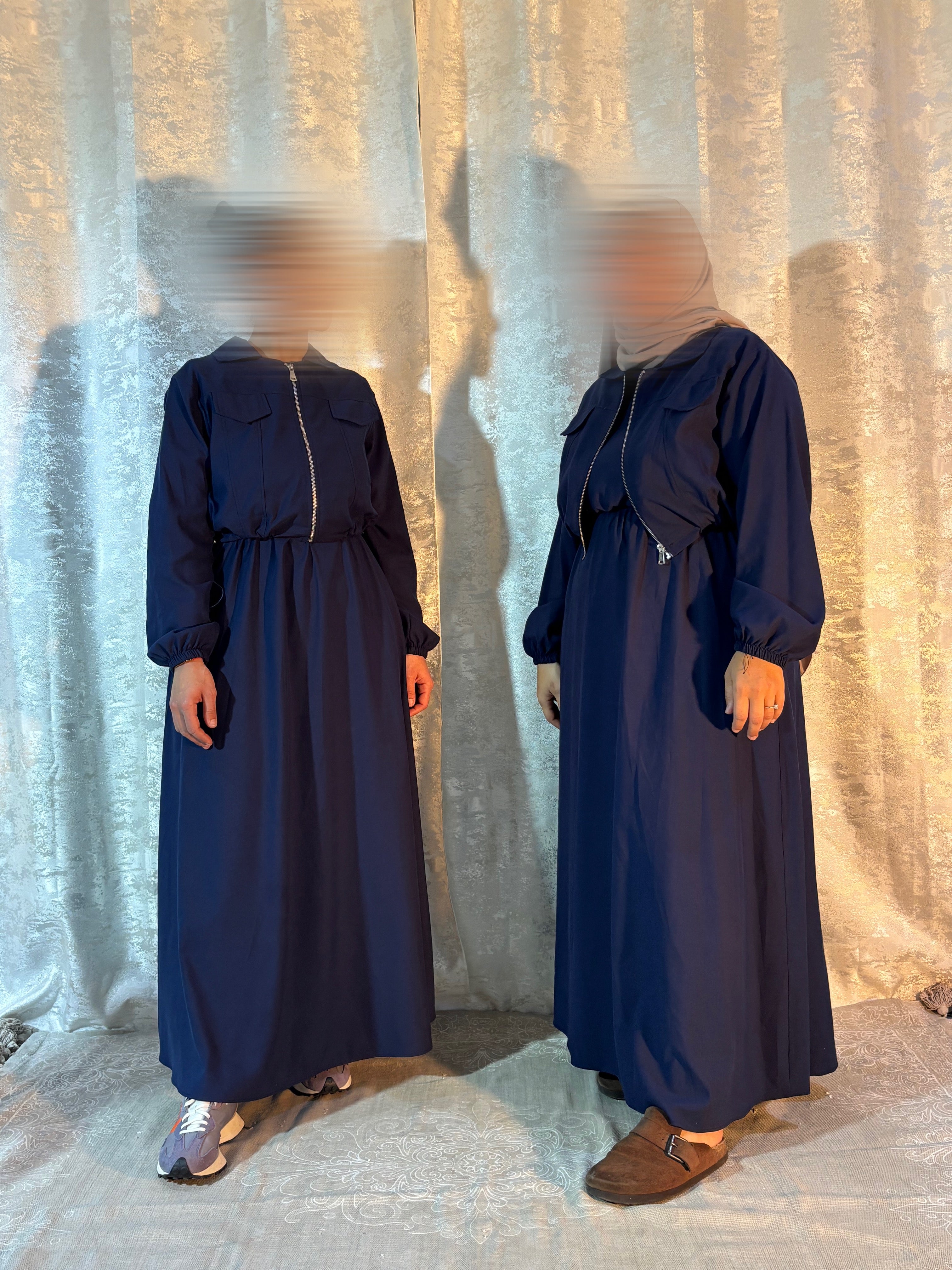 Robe Longue Zippée Bleu Marine – Elmastora