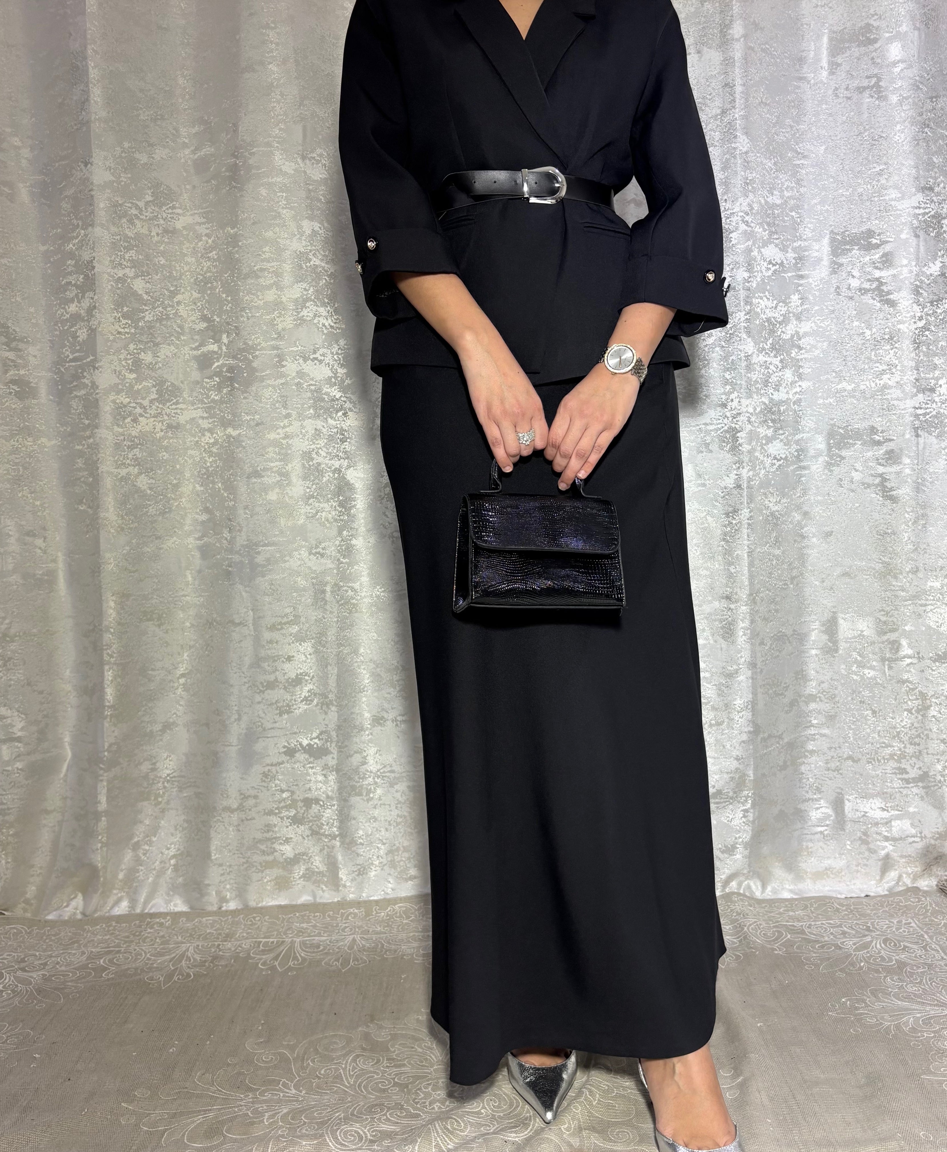 Ensemble Élégance Noir – Blazer & Jupe - Elmastora