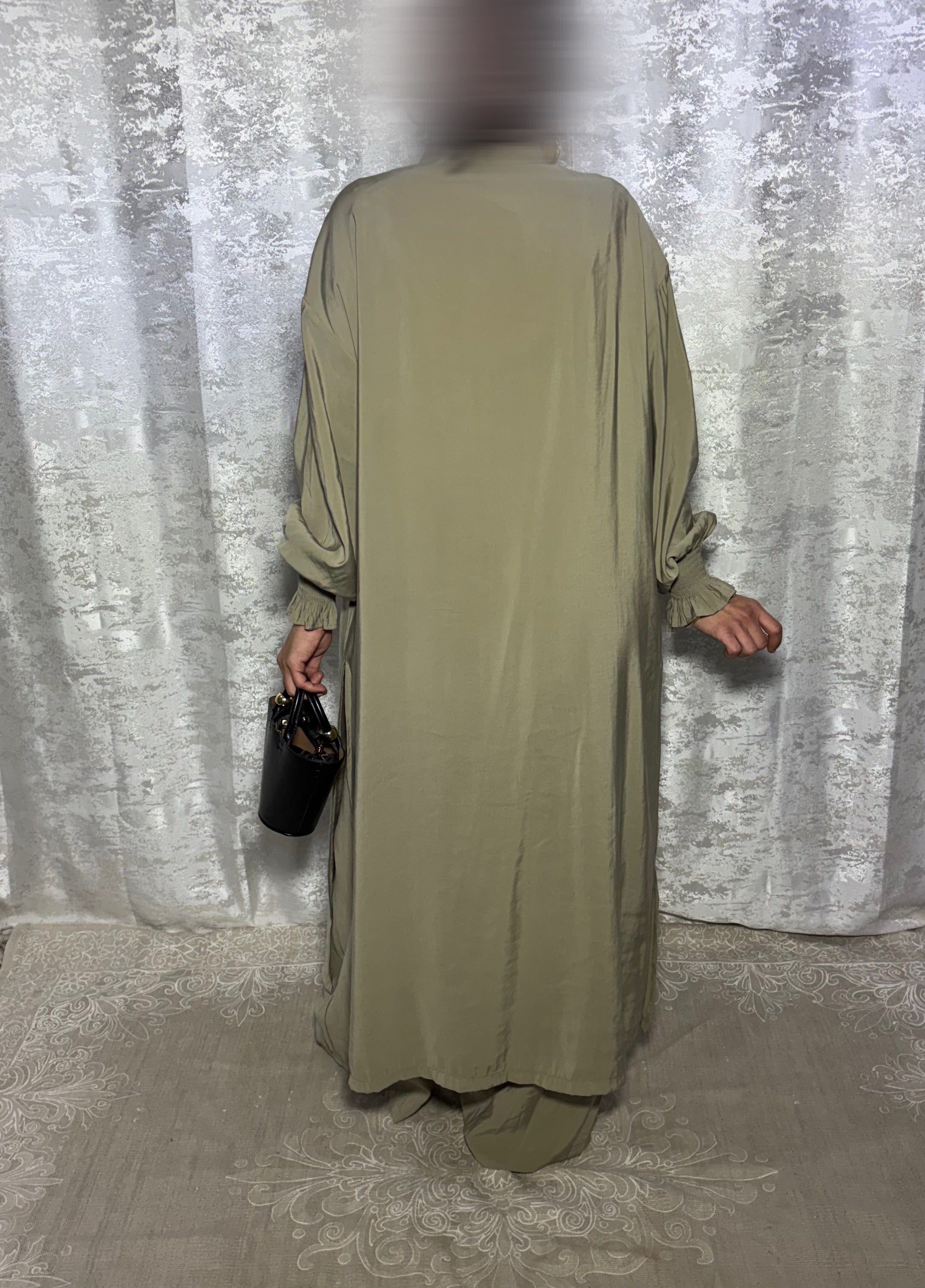 Ensemble tunique longue & pantalon fluide Vert - Elmastora