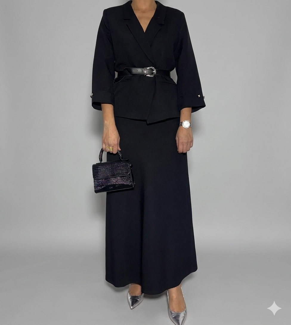 Ensemble Élégance Noir – Blazer & Jupe - Elmastora