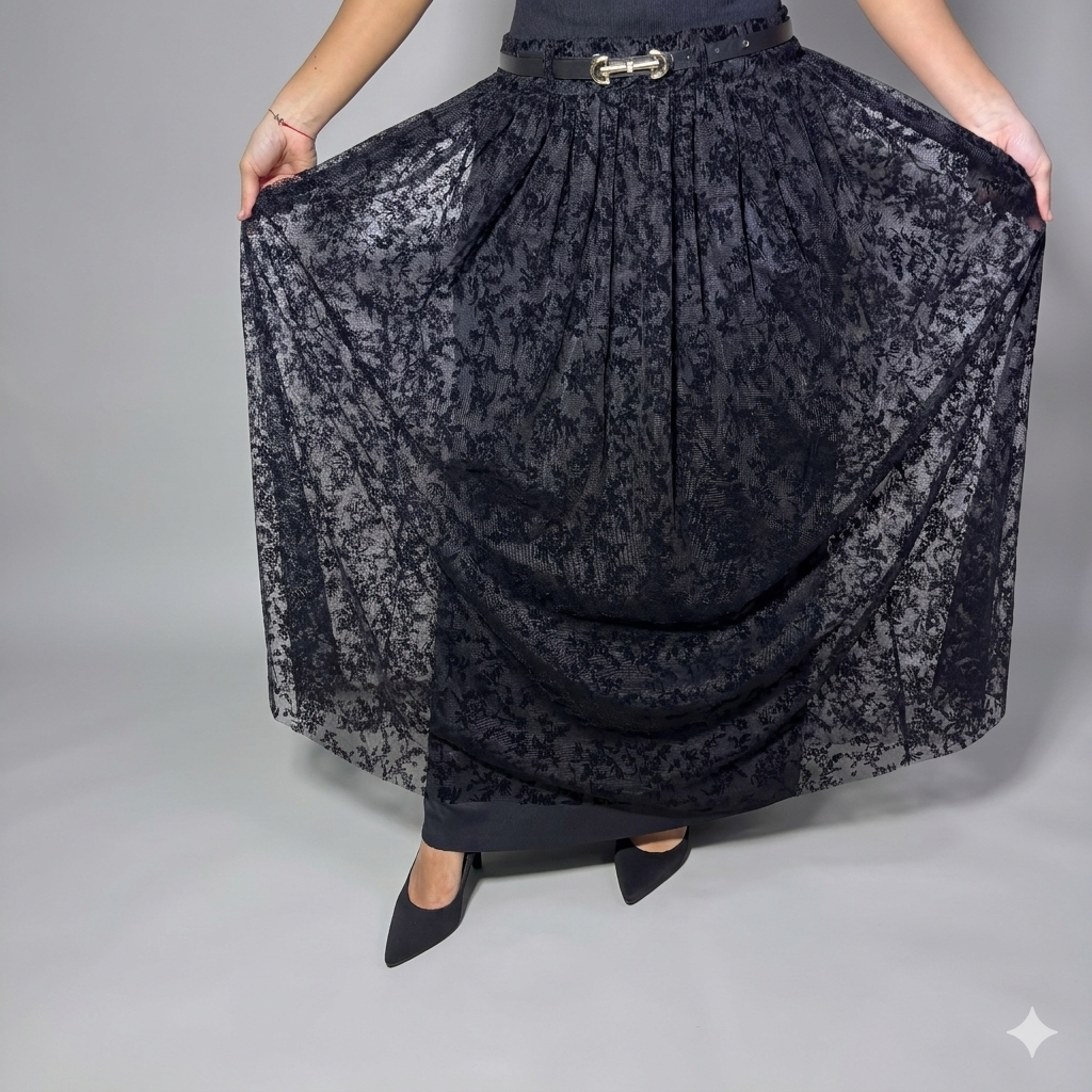 Jupe Noire Fleur ~ Elmastora