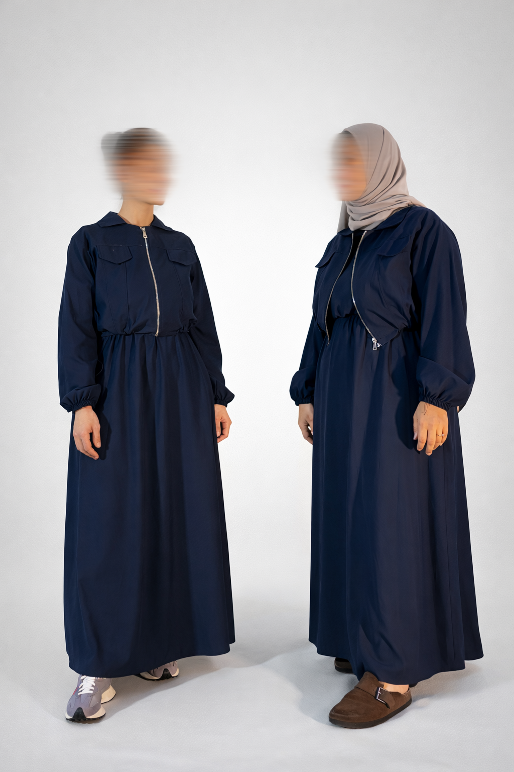 Robe Longue Zippée Bleu Marine – Elmastora