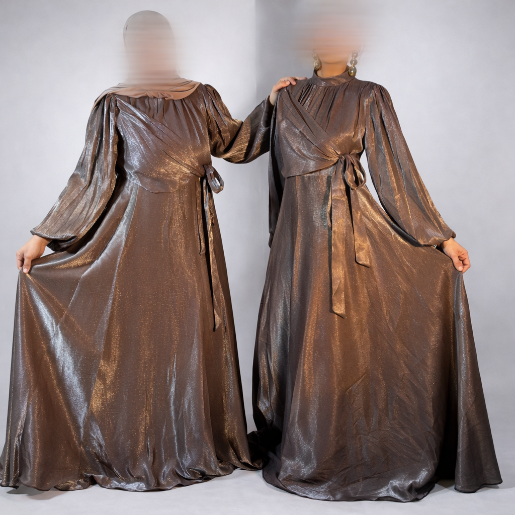 Robe Longue Satinée Bronze – Elmastora