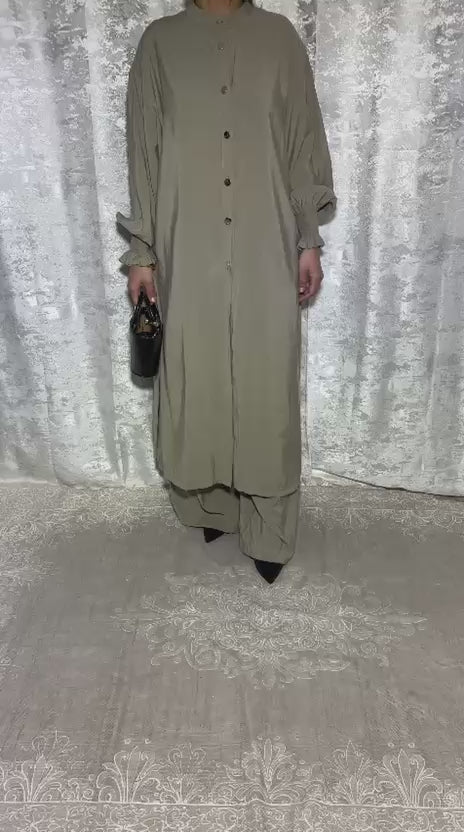 Ensemble tunique longue & pantalon fluide Vert - Elmastora